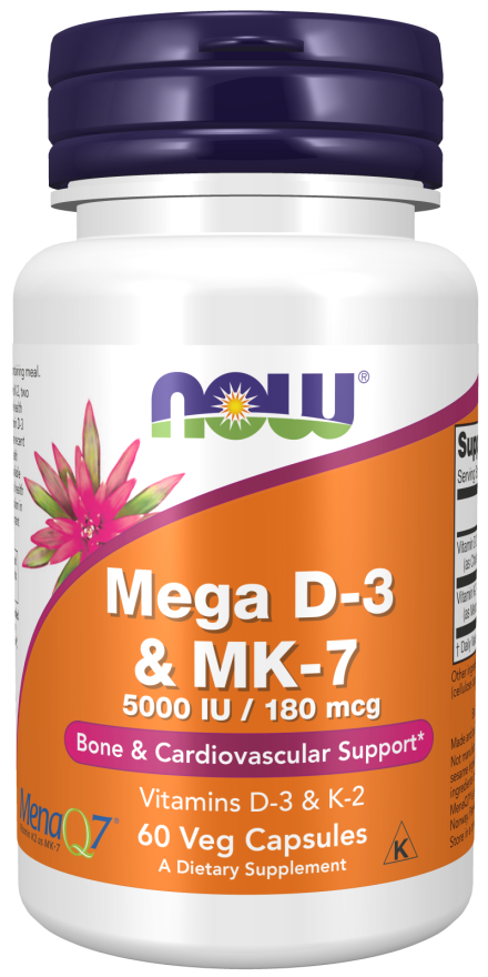 NOW Foods Mega D-3 & MK-7 - 120 caps | High-Quality Vitamins & Minerals | MySupplementShop.co.uk