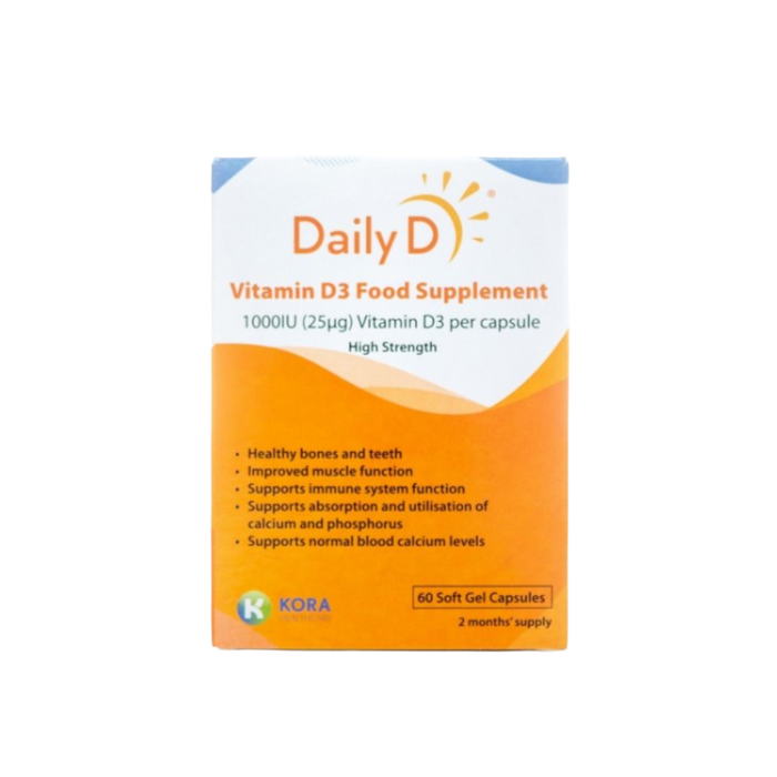 DailyD 1000iu Vitamin D3 60 Capsules - Bone Care at MySupplementShop by DailyD