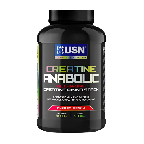 USN Creatine Anabolic All-in-One-Kreatin-Amino-Muskelaufbau-Stack Kirsche 900 g