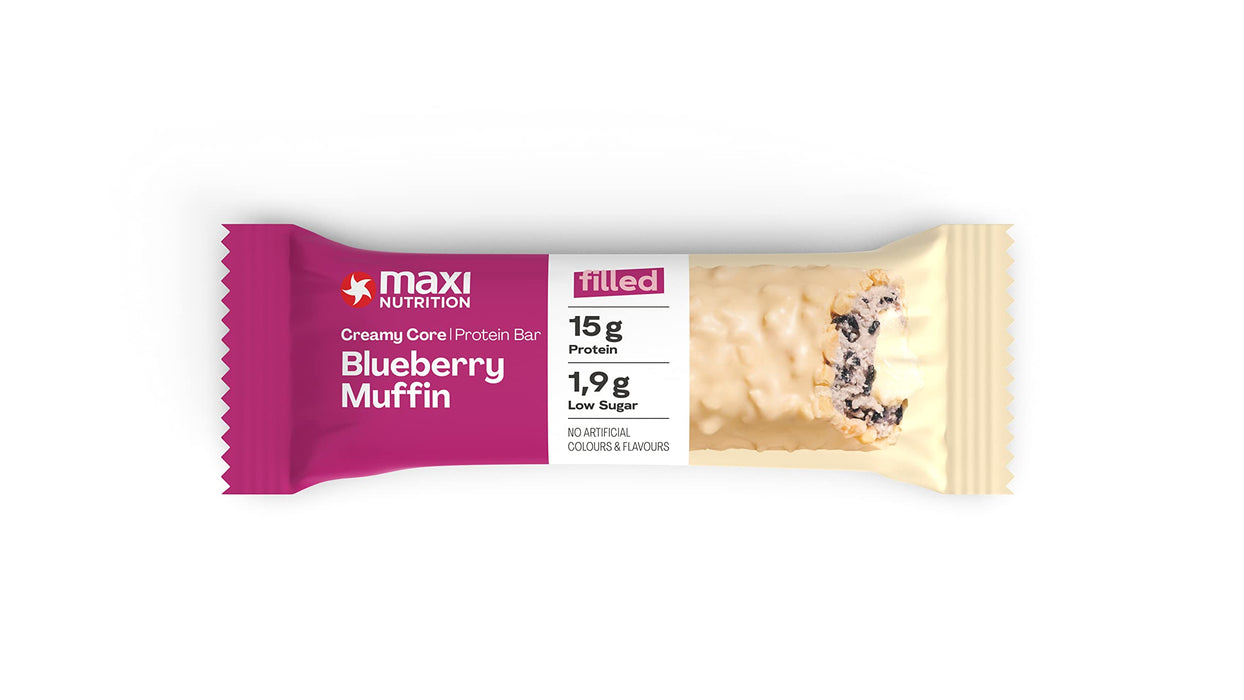 Maxi Nutrition Creamy Core Protein Bar 12 x 45g Blueberry Muffin | Premium Protein Bars at MYSUPPLEMENTSHOP.co.uk