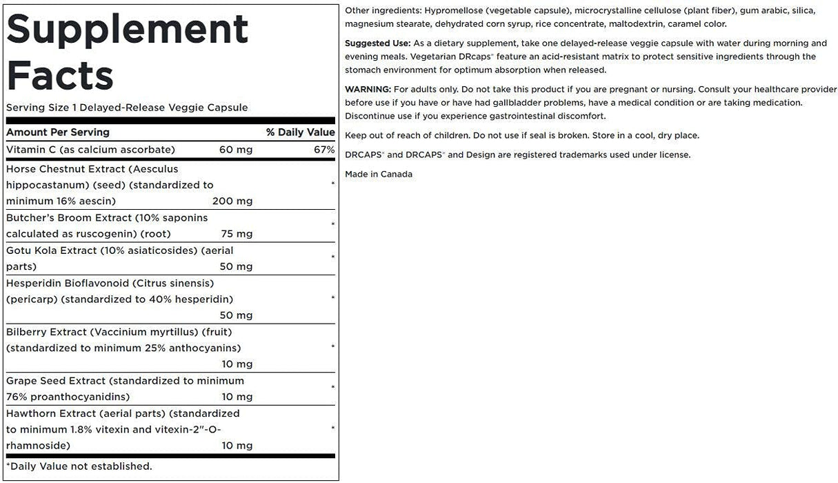Swanson Leg Vein Essentials, Delayed Release - 60 vcaps | High-Quality Special Formula | MySupplementShop.co.uk