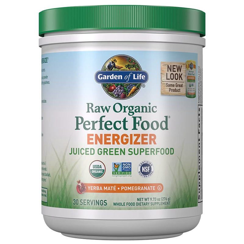 Garden of Life Raw Organic Perfect Food Energizer, Yerba Mate & Pomegranate - 276g - Health and Wellbeing at MySupplementShop by Garden of Life