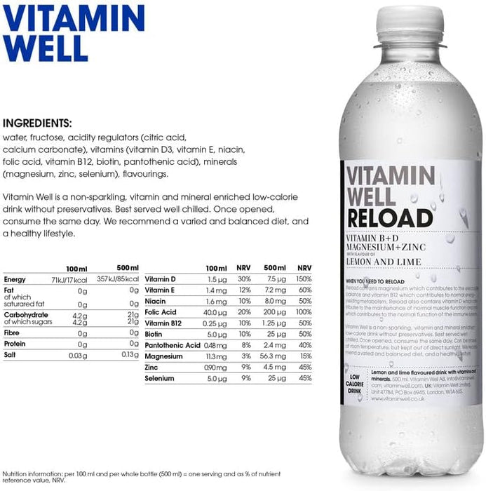 Vitamin Well Reload 12x500ml Lemon & Lime