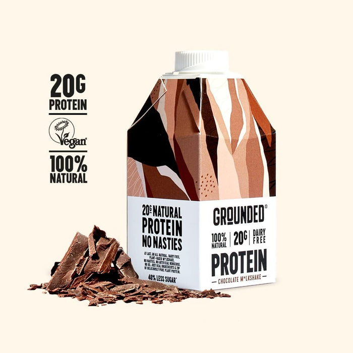 GROUNDED Plant-Based Protein Shake – 20g Vegan Protein, Dairy-Free, No Nasties (100% Recyclable Packaging)