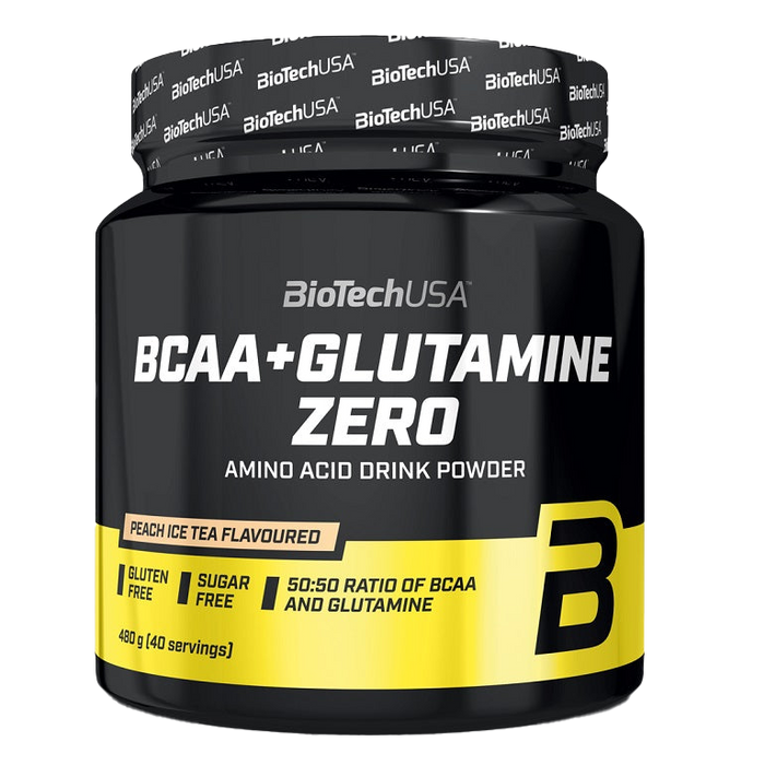 BioTechUSA BCAA + Glutamine Zero, Pfirsich-Eistee – 480 Gramm