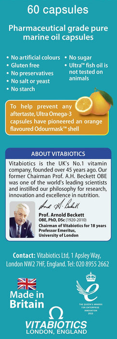 Vitabiotics Ultra Omega 3 High Purity Fish Oil 60 Capsules - Energy & Mind at MySupplementShop by Vitabiotics