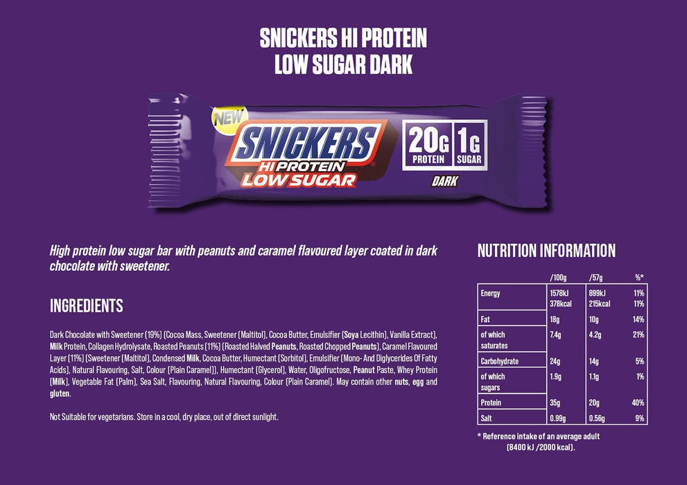 Snickers Low Sugar Snickers Hi-Protein Bar 12x57g