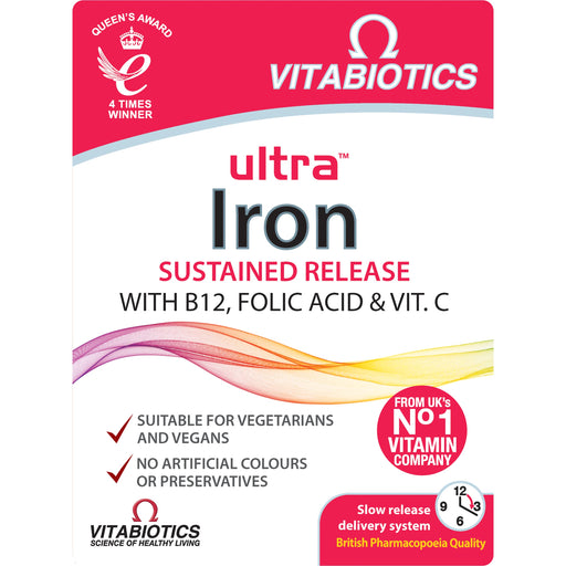 Vitabiotics Ultra Iron With B12 Folic Acid & Vitamin C 30 Tablets - Energy & Mind at MySupplementShop by Vitabiotics