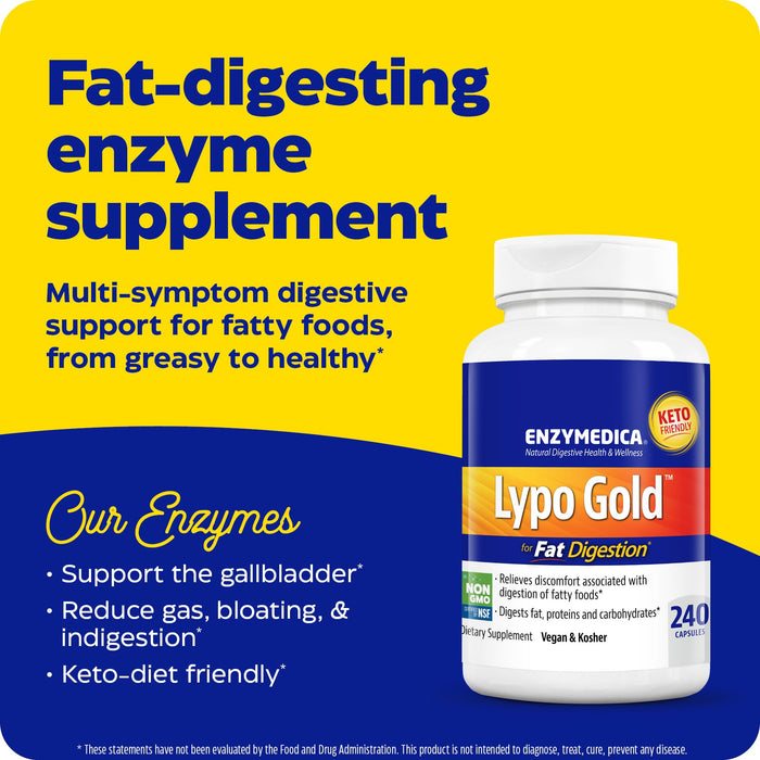 Enzymedica Lypo Gold 240 Capsules Best Value Nutritional Supplement at MYSUPPLEMENTSHOP.co.uk