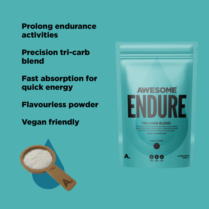 Awesome Supplements Endure 400g  | High Carb Sports Energy Powder - Endurance Supplement at MySupplementShop by Awesome Supplements