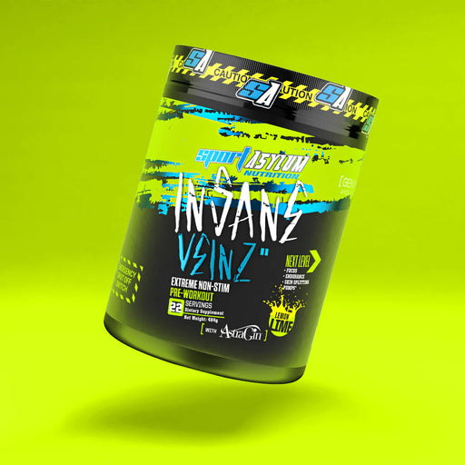 Sport Asylum Nutrition Insane Veinz Non Stim Pre Workout  484g - Loopy Lemon Lime - Sports Nutrition at MySupplementShop by Sport Asylum Nutrition