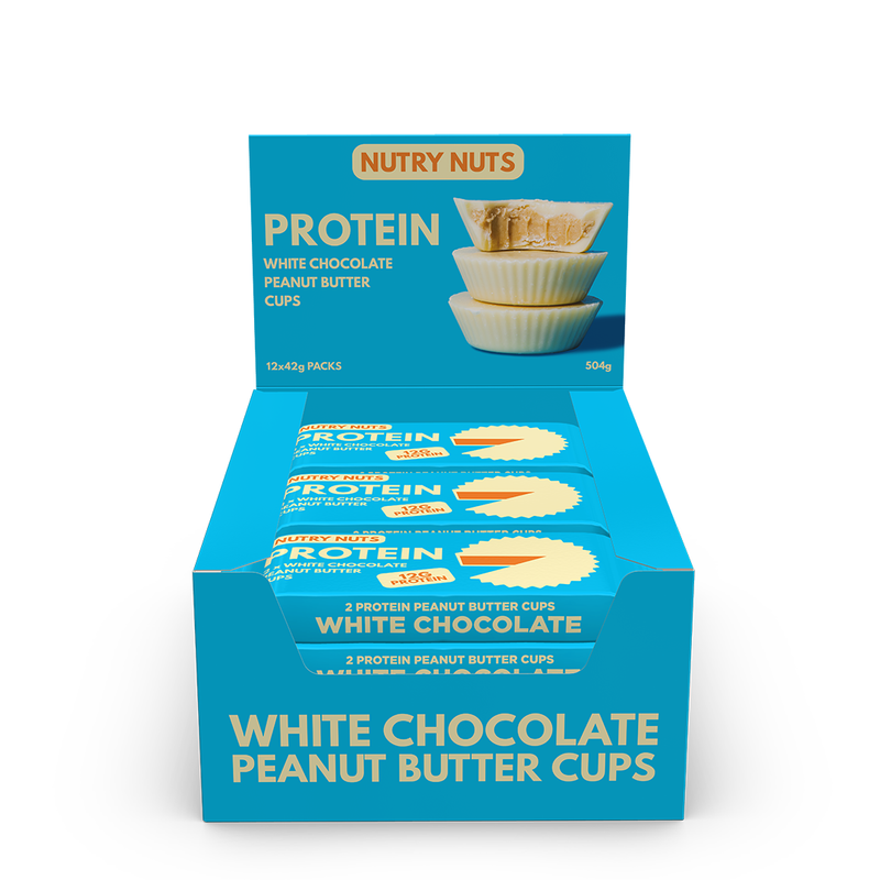 Nutry Nuts Peanut Butter Cups 12x42g - White Chocolate - Peanut Spread at MySupplementShop by Nutry Nuts Peanut Butter Cups