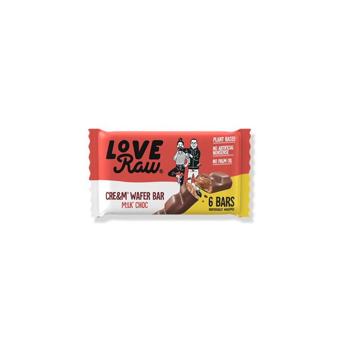 LoveRaw Choc Cre&m® Wafer Bar Multipack 129g Milk Choc | Premium Vegan Products at MySupplementShop.co.uk