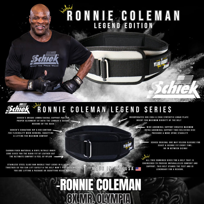 Ronnie Coleman Legend Edition Weightlifting Belt – 6" Lumbo/Sacral Support for Heavy Lifting YEAH BUDDY!