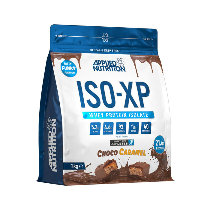 Applied Nutrition ISO XP Whey Isolate – Molkenprotein-Isolat-Pulver ISO-XP Funky Yummy Flavours (1 kg – 40 Portionen) (Schoko-Karamell)