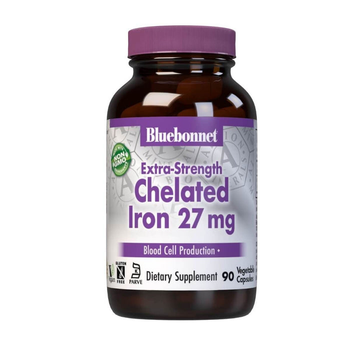 Bluebonnet Extra-Strength Chelated Iron 27mg 90 Vegetable Capsules - Cellular Health at MySupplementShop by Bluebonnet Nutrition