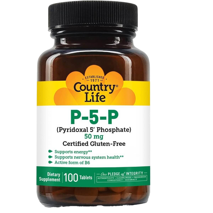 Country Life P-5-P (Pyridoxal-5-Phosphate) Vitamin B6 50mg 100 Tablets