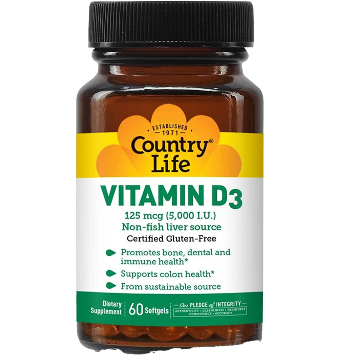 Country Life Vitamin D3 5000iu 60 Softgels