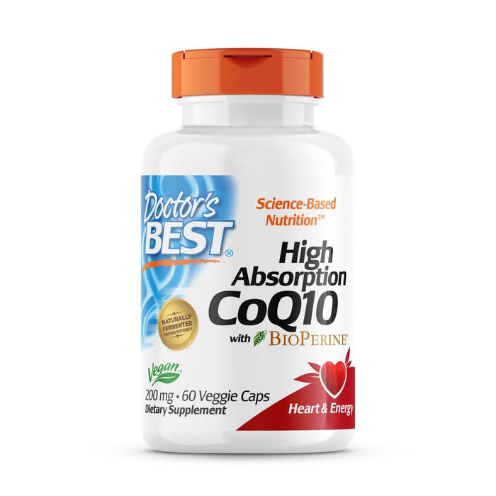 Doctor's Best High Absorption CoQ10 with BioPerine 200 mg 60 Veggie Capsules - Health and Wellbeing at MySupplementShop by Doctor's Best