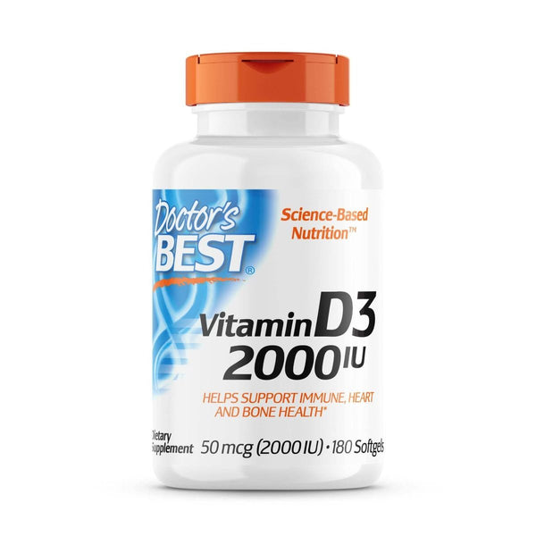 Doctor's Best Vitamin D3 50 mcg (2,000 IU) 180 Softgels - Vitamins & Minerals at MySupplementShop by Doctor's Best