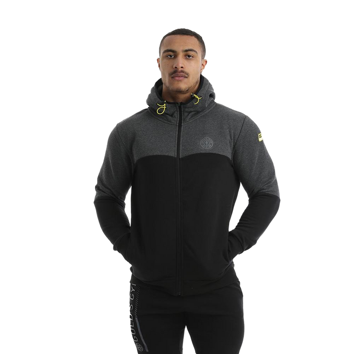 Golds Gym Full Zip Hooded Sweater - Black/Charcoal