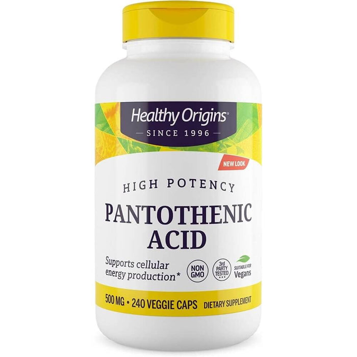 Healthy Origins Pantothenic Acid 500mg 240 Veggie Capsules - Energy & Vitality at MySupplementShop by Healthy Origins