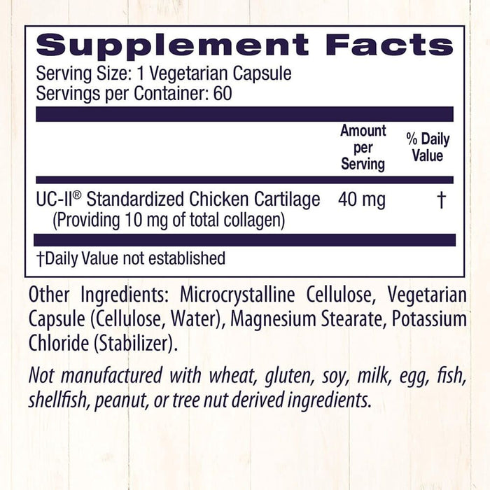 Healthy Origins UC II, Undenatured Type II Collagen 40mg 60 Capsules | Premium Supplements at MYSUPPLEMENTSHOP