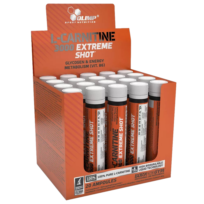 Olimp Nutrition L-Carnitin 3000 Extreme Shot, Orange – 20 x 25 ml.