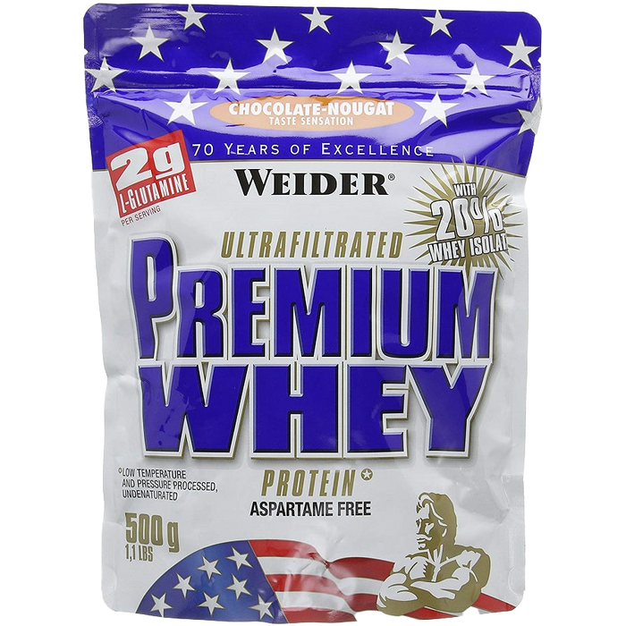 Weider Premium Whey, Schokoladennougat – 500 Gramm