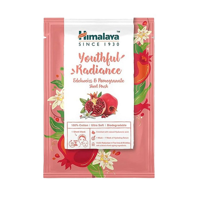 Himalaya Youthful Radiance Edelweiß &amp; Granatapfel Tuchmaske – 30 ml.