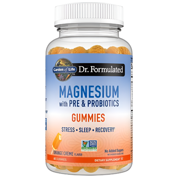 Garden of Life Dr. Magnésium formulé avec pré et probiotiques Gummies Orange Crème 60 gummies