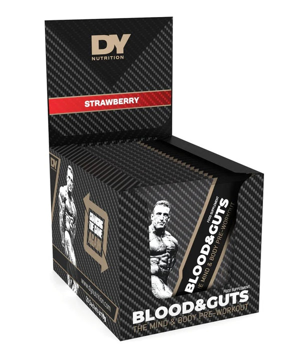 Dorian Yates Blood and Guts Sachets Strawberry 20 x 19g for Enhanced Performance - Pre & Post Workout at MySupplementShop by Dorian Yates