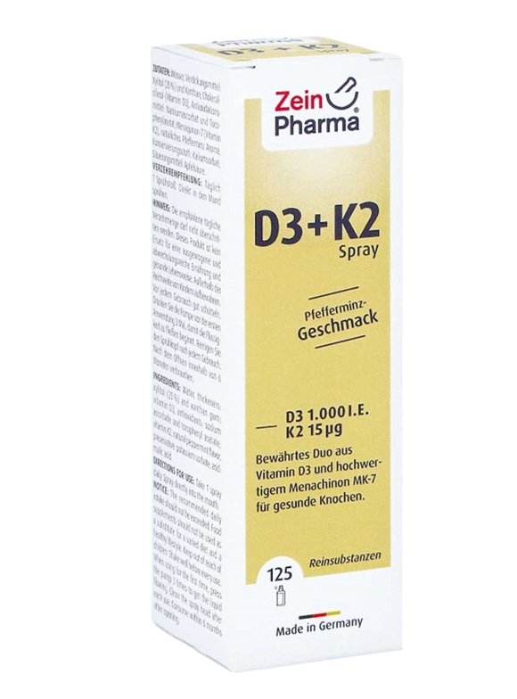 Zein Pharma Vitamin D3 + K2 Spray, Peppermint - 25ml - Vitamin D at MySupplementShop by Zein Pharma