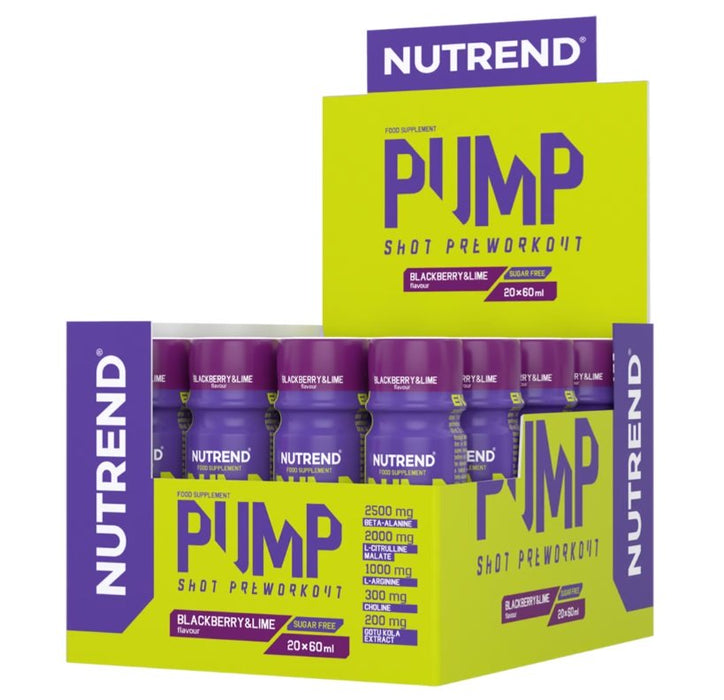 Nutrend Pump Shot Pre-Workout, Blackberry & Lime 20 x 60 ml - Sports Supplements at MySupplementShop by Nutrend