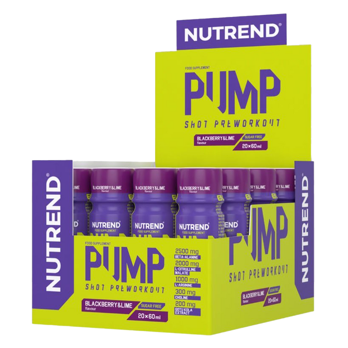 Nutrend Pump Shot Pre-Workout, Blackberry & Lime 20 x 60 ml