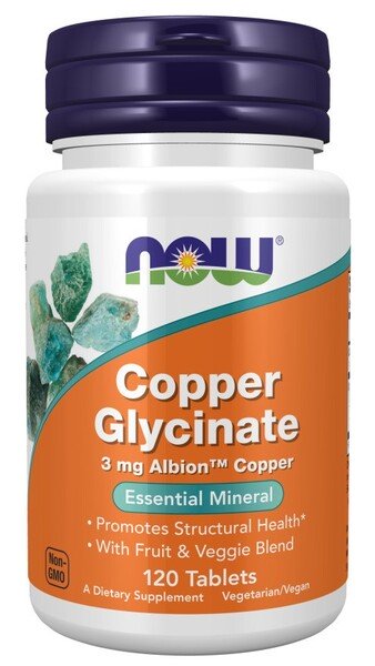 NOW Foods Copper Glycinate - 120 tabs - Vitamins & Supplements at MySupplementShop by NOW Foods