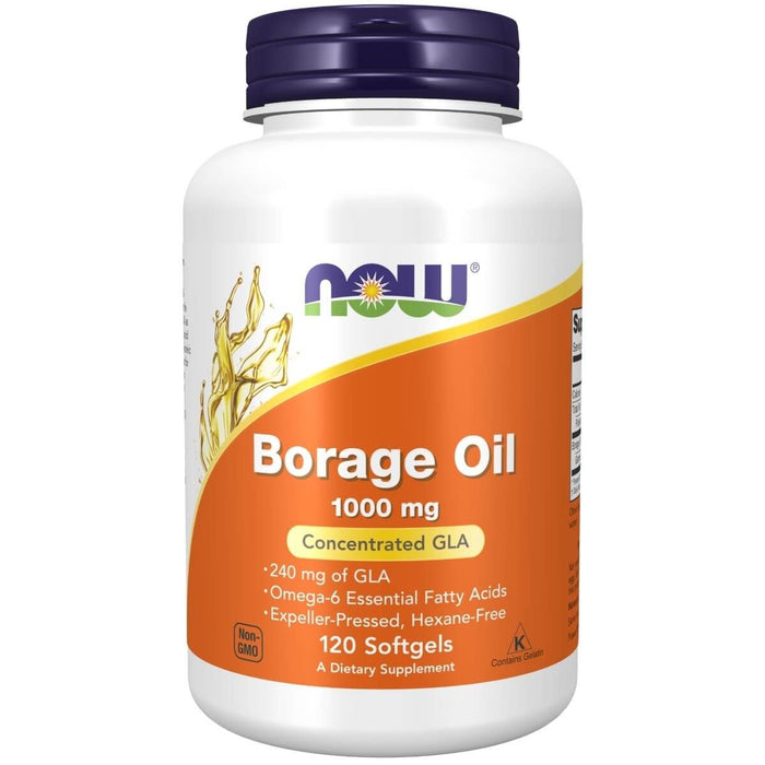 NOW Foods Borage Oil 1000 mg with 240mg of GLA 120 Softgels - Omegas, EFAs, CLA, Oils at MySupplementShop by NOW Foods