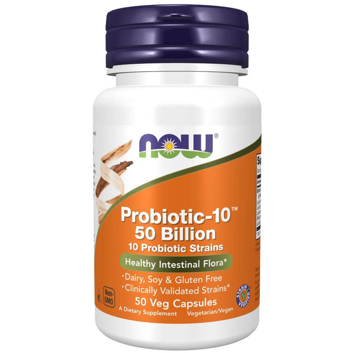 NOW Foods Probiotic-10 50 Billion 50 Veg Capsules - Health and Wellbeing at MySupplementShop by NOW Foods