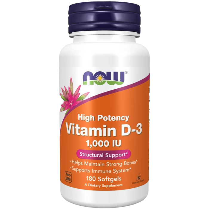 NOW Foods Vitamin D-3, 1000 IE – 180 Kapseln