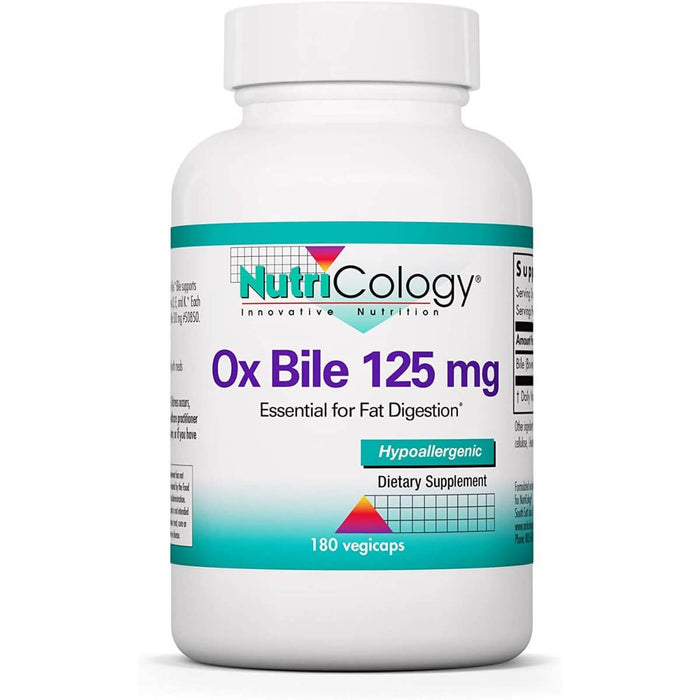 Nutricology Ox Bile 125mg 180 Capsules - Liver Support at MySupplementShop by Optimox