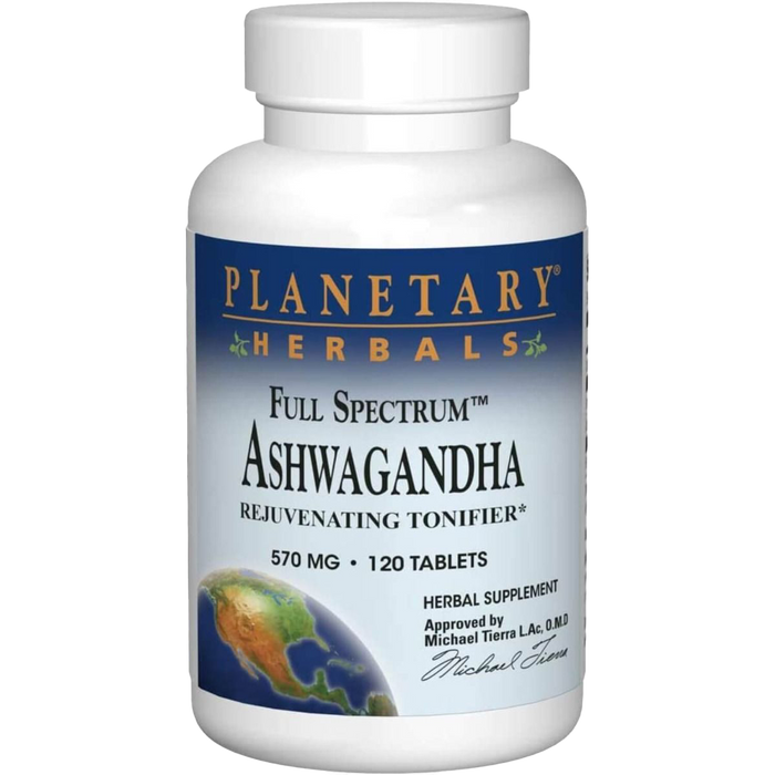 Planetary Herbals Ashwagandha à spectre complet 570 mg 120 comprimés