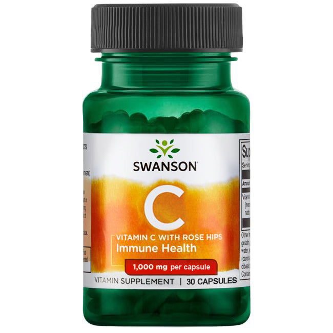 Swanson Vitamin C with Rose Hips 1,000 mg 30 Caps - Supplements at MySupplementShop by Swanson