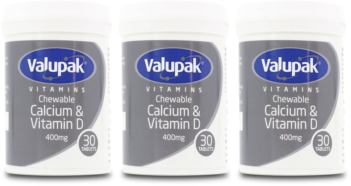 Valupak Chewable Calcium With Vitamin D 400mg 6 x 30 Tablets - Bone Care at MySupplementShop by Valupak