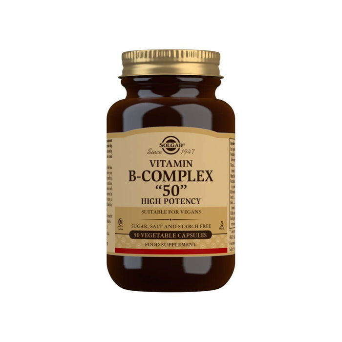 Solgar Vitamin B-Complex 50 High Potency Vegetable Capsules Pack of 50 - Energy & Vitality at MySupplementShop by Solgar