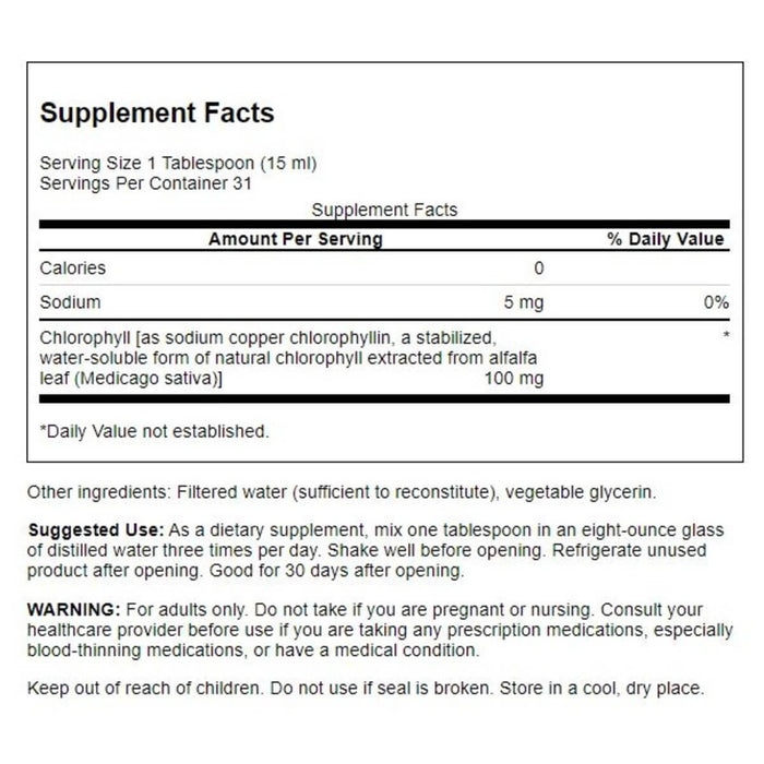 Swanson Liquid Chlorophyll 100 mg 16 fl oz Liquid | Premium Supplements at MYSUPPLEMENTSHOP.co.uk