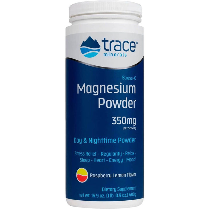 Trace Minerals Stress-X Magnesium Powder 350mg Raspberry-Lemon Flavour 480g - Energy & Vitality at MySupplementShop by Trace Mineral Research