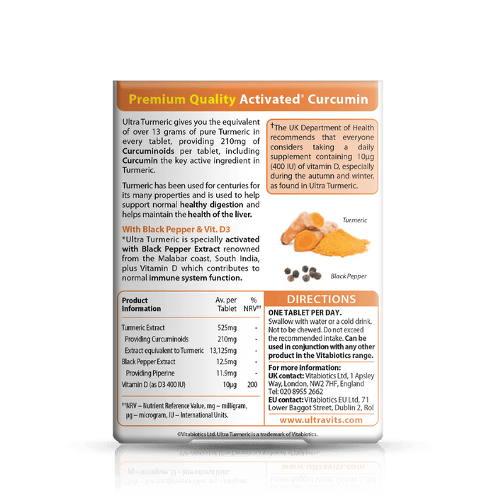 Vitabiotics Ultra Turmeric With Black Pepper & Vitamin D x 60
