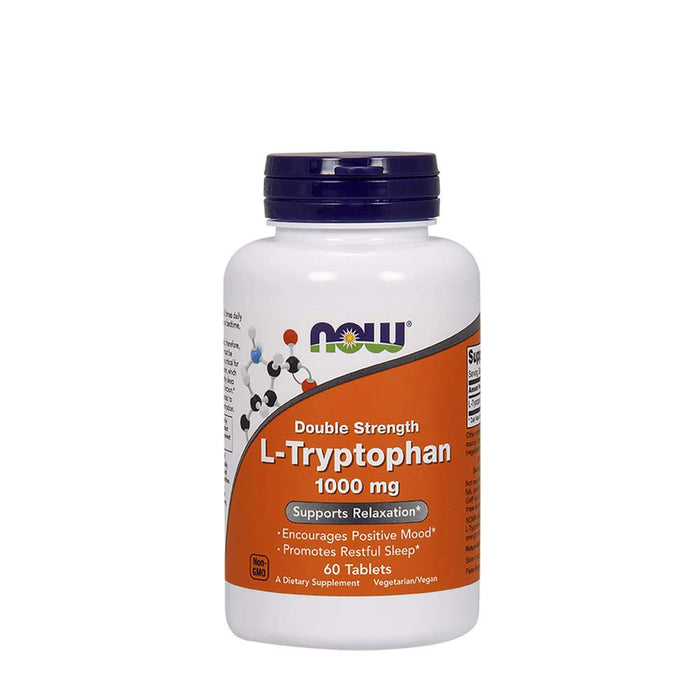 NOW Foods L-Tryptophan, 1000mg Double Strength - 60 tabs | High-Quality Vitamins, Minerals & Supplements | MySupplementShop.co.uk