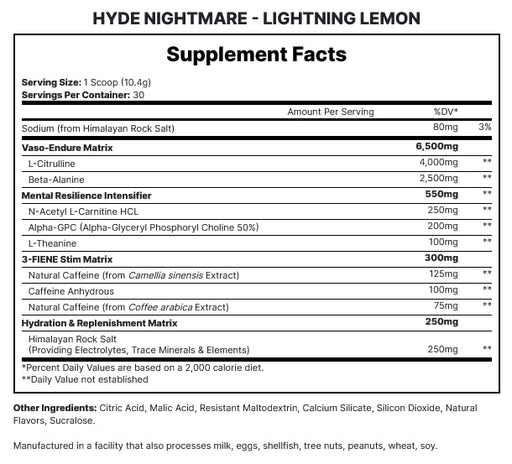 ProSupps Hyde Nightmare 312g Lightning Lemon | High-Quality Health Foods | MySupplementShop.co.uk