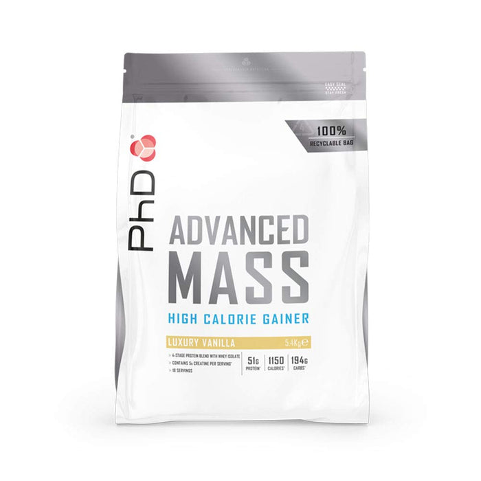 PhD Advanced Mass, Luxury Vanilla - 5400 grams | High-Quality Weight Gainers & Carbs | MySupplementShop.co.uk